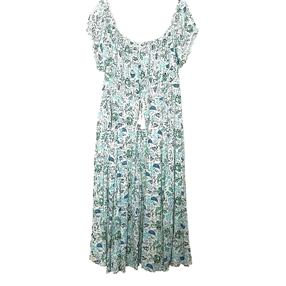 Torrid Off-Shoulder Midi Dress 3X Short Sleeves Ditzy Floral Cottagecore Peasant - Picture 4 of 14